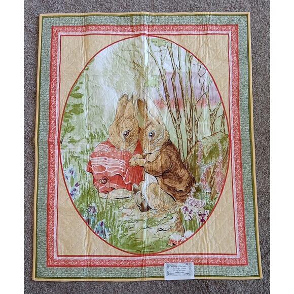 Vintage Beatrix Potter Peter Rabbit Crib Baby Blanket Quilt Handmade New 33x41